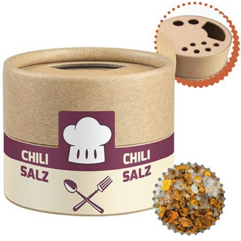 Gewürzmischung Chili-Salz, ca. 30g, Kraftpapierstreuer Mini