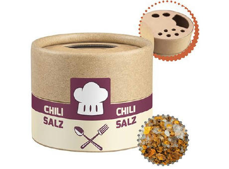 Gewürzmischung Chili-Salz, ca. 30g, Kraftpapierstreuer Mini