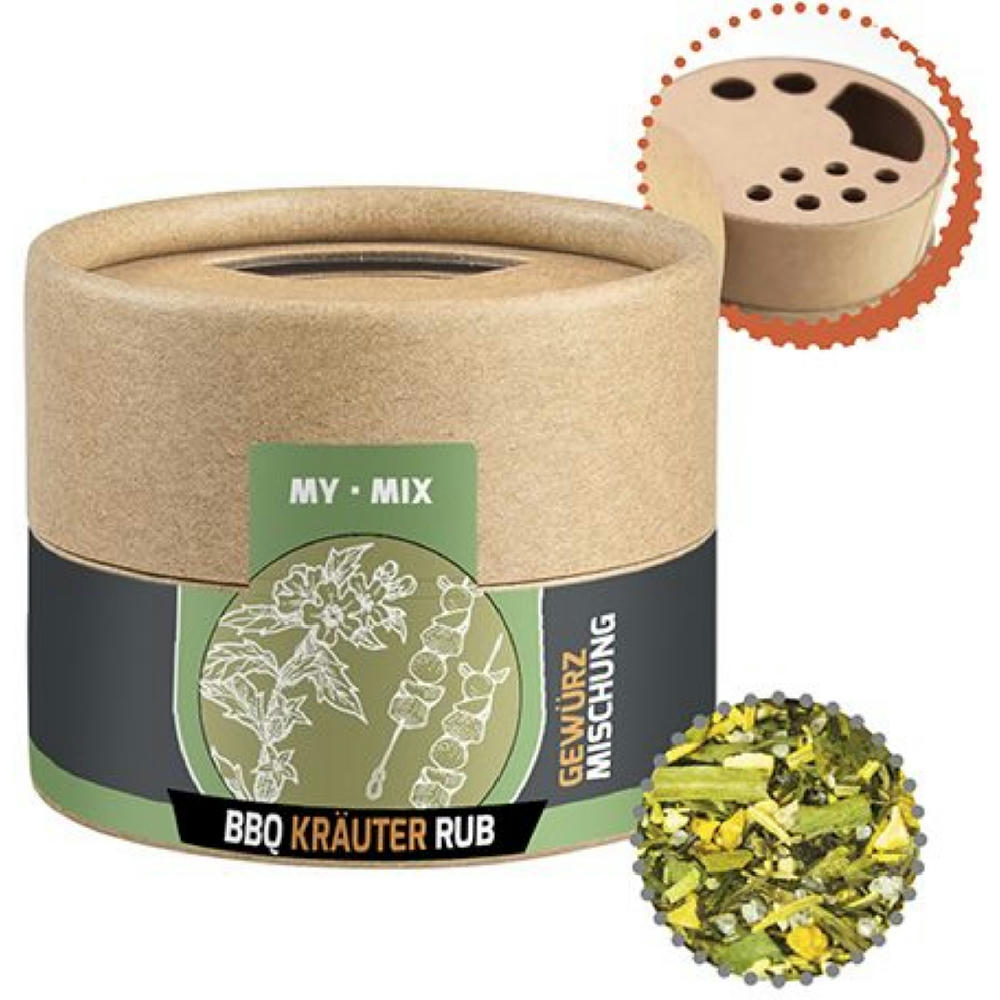 Gewürzmischung BBQ Kräuter Rub, ca. 28g, Kraftpapierstreuer Mini