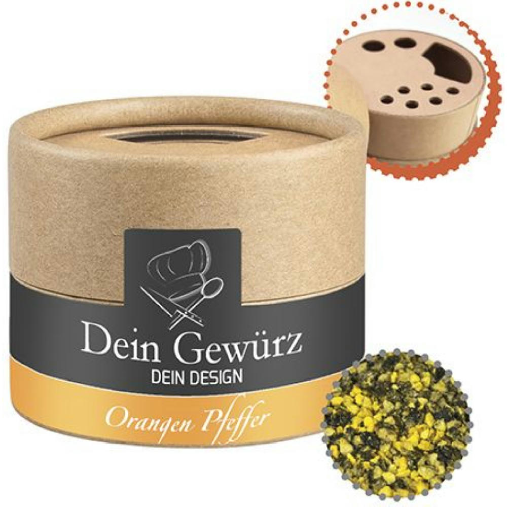 Gewürzmischung Orangen-Pfeffer, ca. 40g, Kraftpapierstreuer Mini