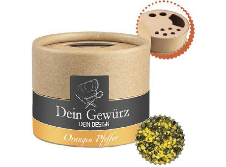 Gewürzmischung Orangen-Pfeffer, ca. 40g, Kraftpapierstreuer Mini