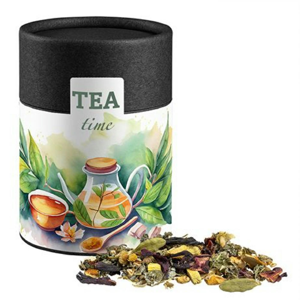 Ayurveda Relax-Tee, ca. 50g, Kraftpapierdose Midi schwarz