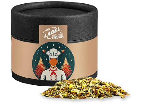 Weihnachts Gewürzmischung Chefsache, ca. 30g, Kraftpapierdose Mini schwarz