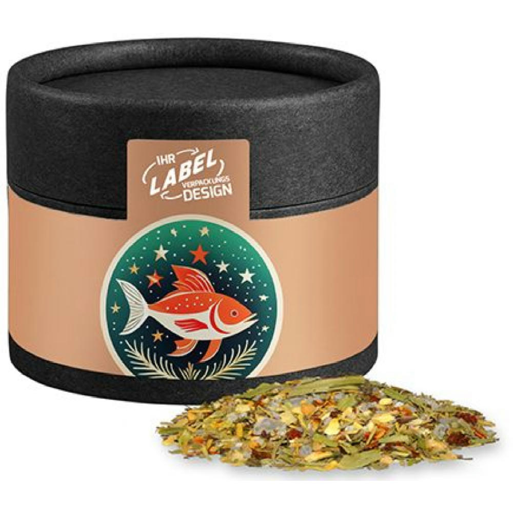 Weihnachts Gewürzmischung Fisch, ca. 20g, Kraftpapierdose Mini schwarz