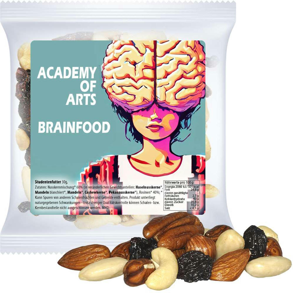 Studentenfutter, ca. 30g, Express Maxi-Tüte mit Etikett