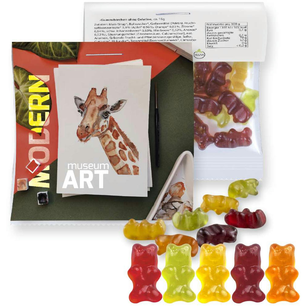 Gummibärchen ohne Gelatine, ca. 30g, Express Maxi-Tüte mit Werbereiter
