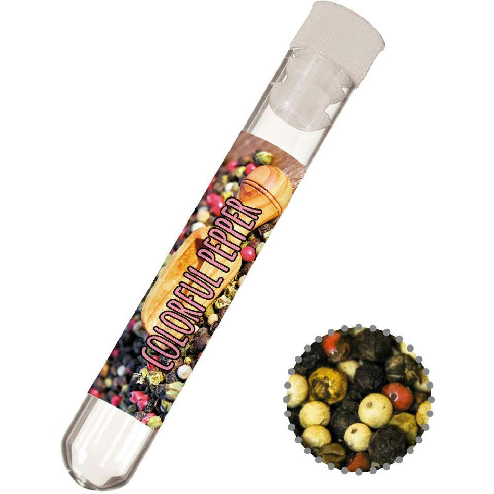 Gewürzmischung bunte Pfefferkörner, ca. 5g, Reagenzglas