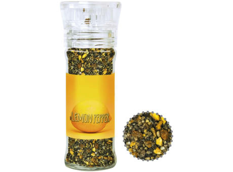 Gewürzmischung Zitronen-Pfeffer, ca. 50g, transparente Gewürzmühle