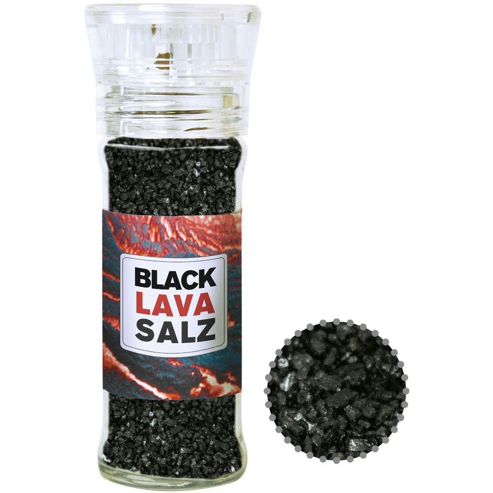 Gewürzmischung Black Lava Salz, ca. 80g, transparente Gewürzmühle