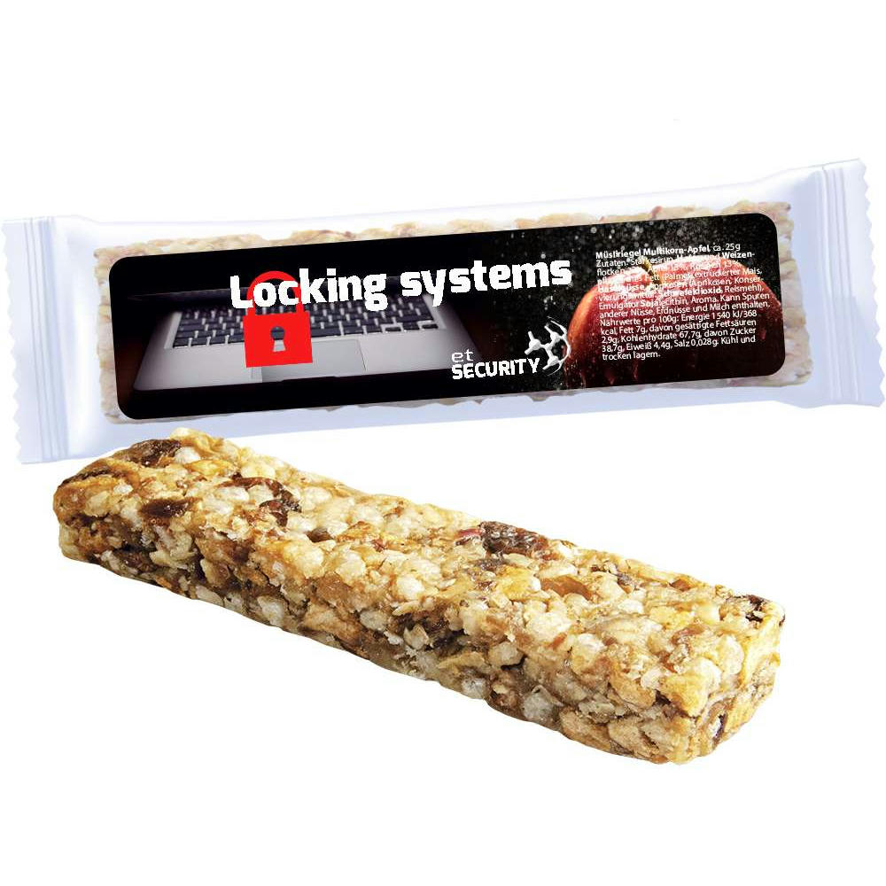 Müsliriegel Multikorn-Apfel, ca. 25g, Express Flowpack mit Etikett