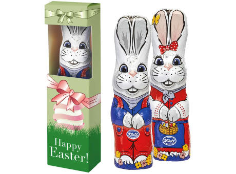 Schoko Osterhase stehend, ca. 60g, Faltschachtel mit Sichtfenster