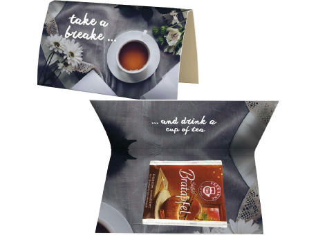 Beuteltee Bratapfel, ca. 2,5g, Werbekarte A6 gefaltet