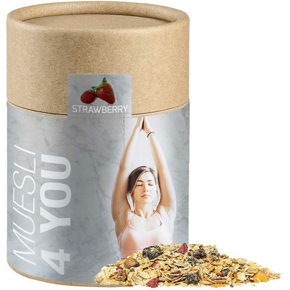 Müsli Erdbeerchen, ca. 60g, Kraftpapierdose Midi