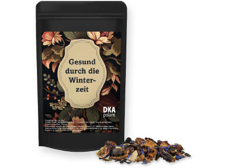 Christkindl Tee, ca. 20g, Standbeutel Mini schwarz
