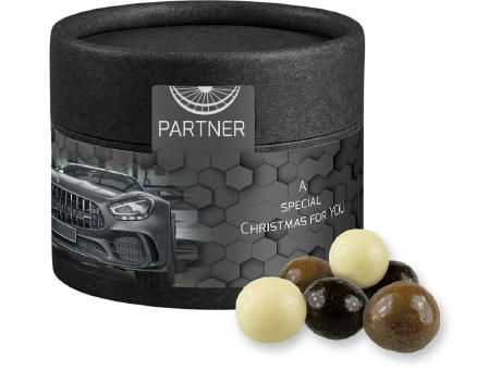 Knusperkugeln-Mix, ca. 25g, Kraftpapierdose Mini schwarz