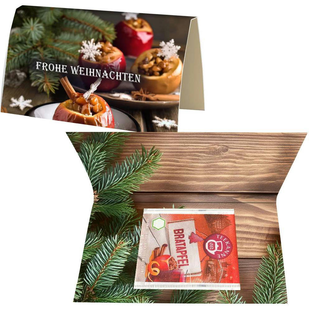 Beuteltee Bratapfel, 2,25g, Werbekarte A6 gefaltet