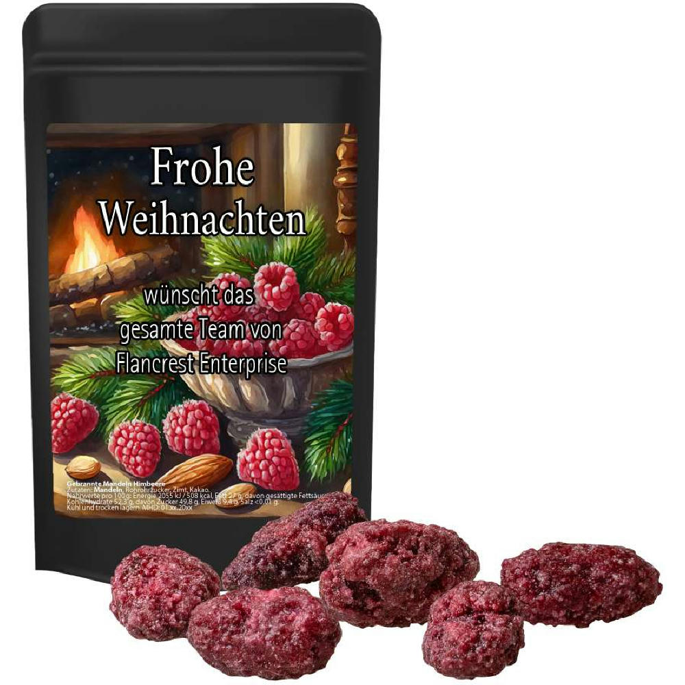 Gebrannte Mandeln Himbeere, ca. 30g, Standbeutel Mini schwarz