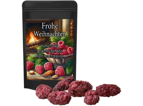 Gebrannte Mandeln Himbeere, ca. 30g, Standbeutel Mini schwarz