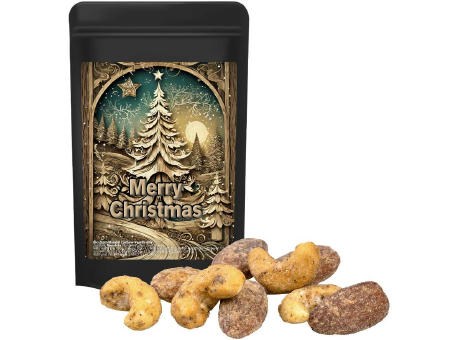 Zimt-Mandel Vanille-Cashew Mix, ca. 30g, Standbeutel Mini schwarz