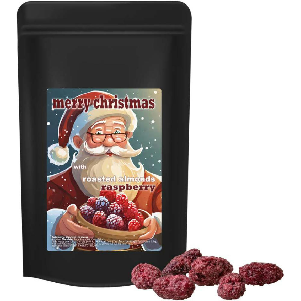 Gebrannte Mandeln Himbeere, ca. 80g, Standbeutel Midi schwarz