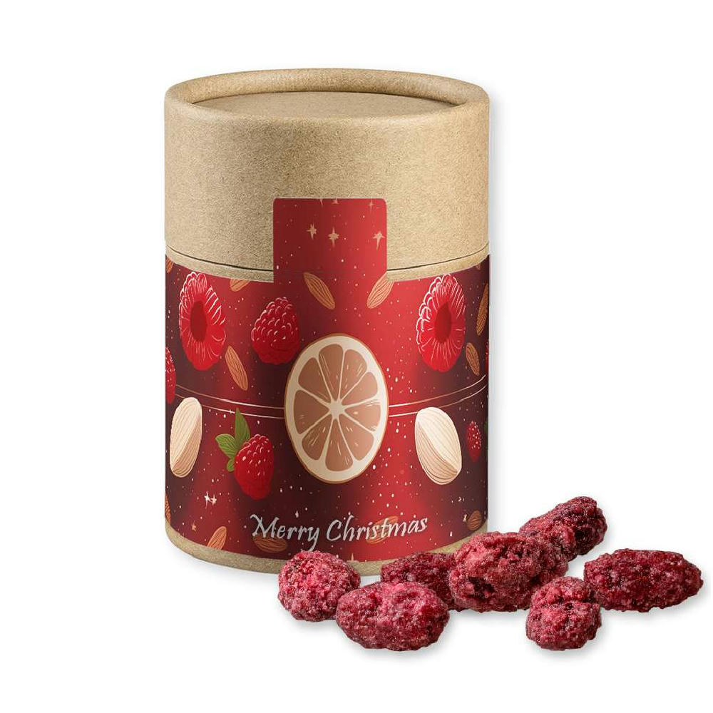 Gebrannte Mandeln Himbeere, ca. 80g, Kraftpapierdose Midi