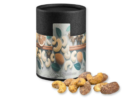 Zimt-Mandel Vanille-Cashew Mix, ca. 80g, Kraftpapierdose Midi schwarz
