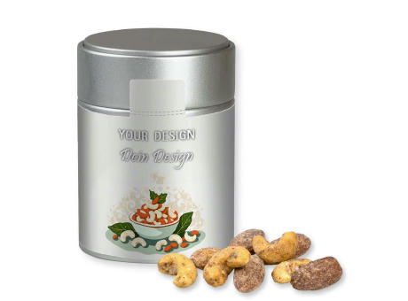 Zimt-Mandel Vanille-Cashew Mix, ca. 100g, Metalldose Midi silber