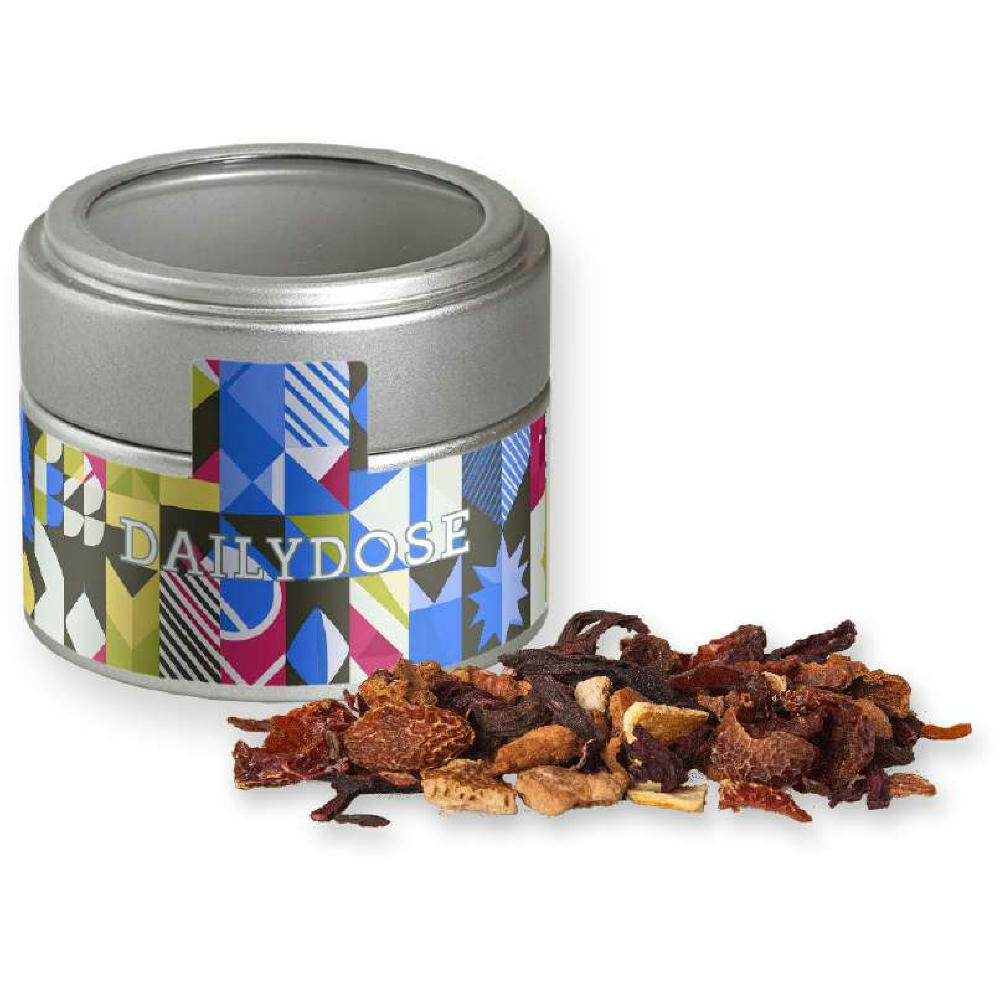 Glühweingewürz fein, ca. 30g, Metalldose Mini mit Sichtfenster silber