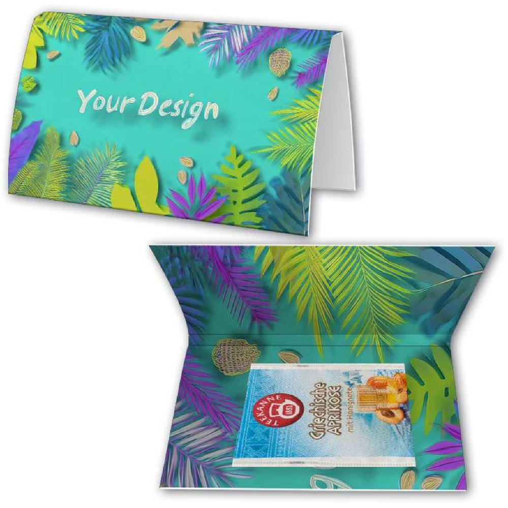 Beuteltee Griechische Aprikose, ca. 2,5g, Werbekarte A6 gefaltet