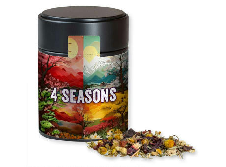 Kräutertee Vierjahreszeiten, ca. 30g, Metalldose Midi schwarz