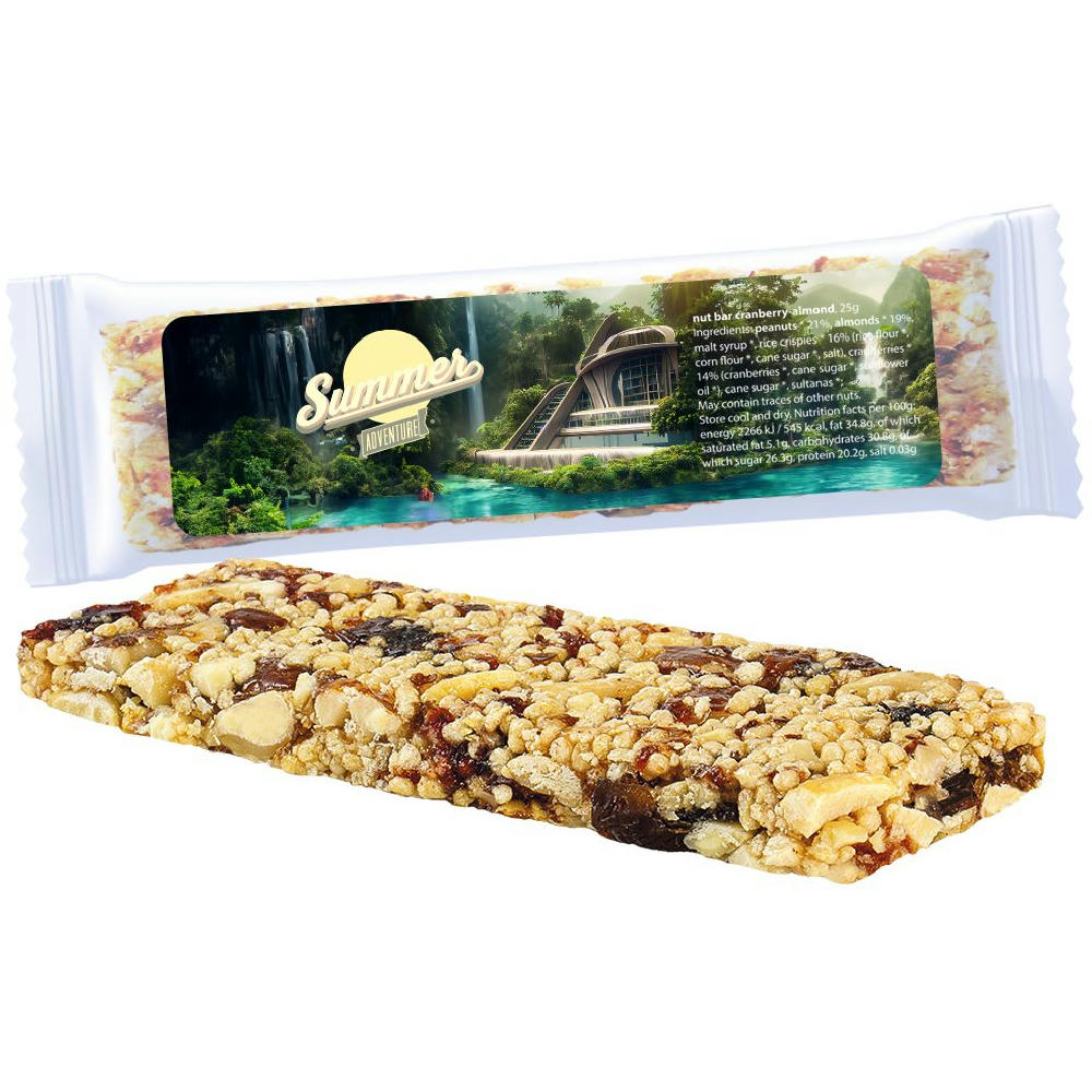 Knusperriegel Cranberry-Mandel, 25g, Express Flowpack mit Etikett