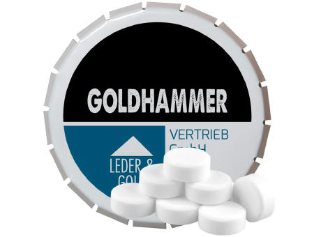 Pfefferminz Drops zuckerfrei, ca. 20g, Klick-Klack Dose weiß