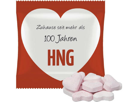 Brause-Herzen Mix Erdbeere und Wildkirsche, ca. 10g, Mini-Tüte