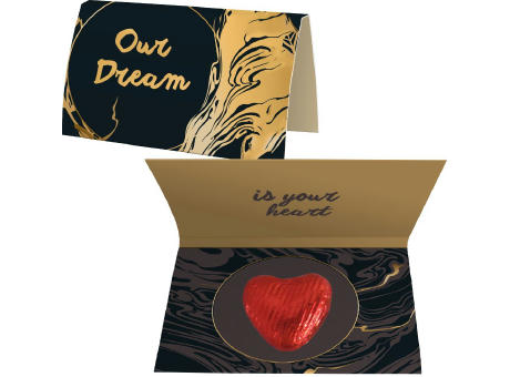 Schoko-Herzen, ca. 5g, Werbekarte A6 gefaltet