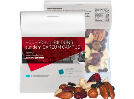 Premium Studentenfutter, ca. 15g, Express Midi-Tüte mit Werbereiter