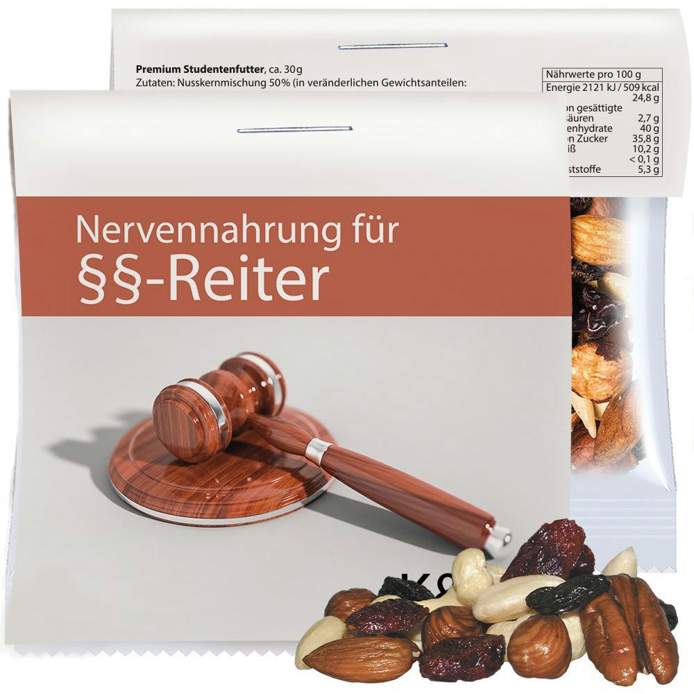 Premium Studentenfutter, ca. 30g, Express Maxi-Tüte mit Werbereiter