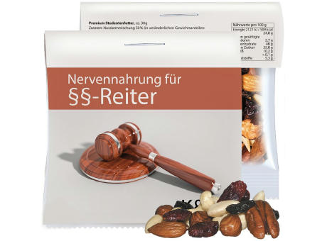 Premium Studentenfutter, ca. 30g, Express Maxi-Tüte mit Werbereiter