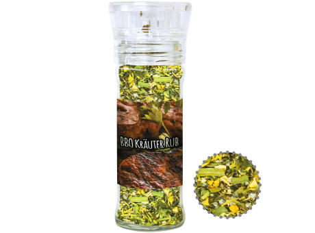 Gewürzmischung BBQ Kräuter Rub, ca. 30g, transparente Gewürzmühle