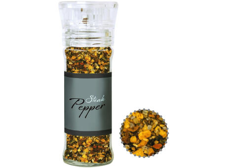 Gewürzmischung Steak Pfeffer, ca. 55g, transparente Gewürzmühle