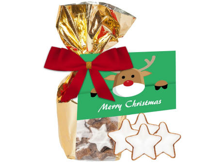 Zimtsterne, ca. 100g, Goldfolienbeutel mit Werbekarte