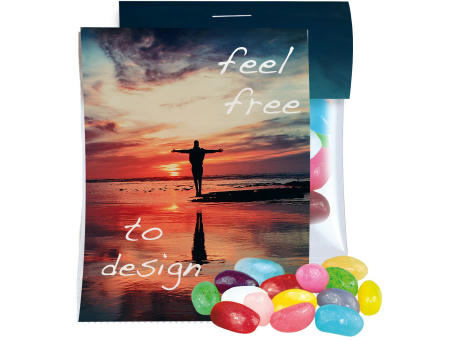 Jelly Beans sauer-Mix, ca. 15g, Express Midi-Tüte mit Werbereiter