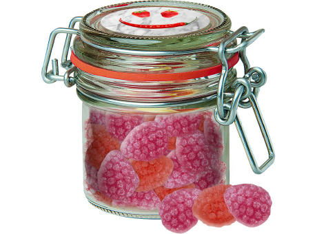 Erdbeer Chili Bonbons, ca. 60g, Bonbonglas Mini