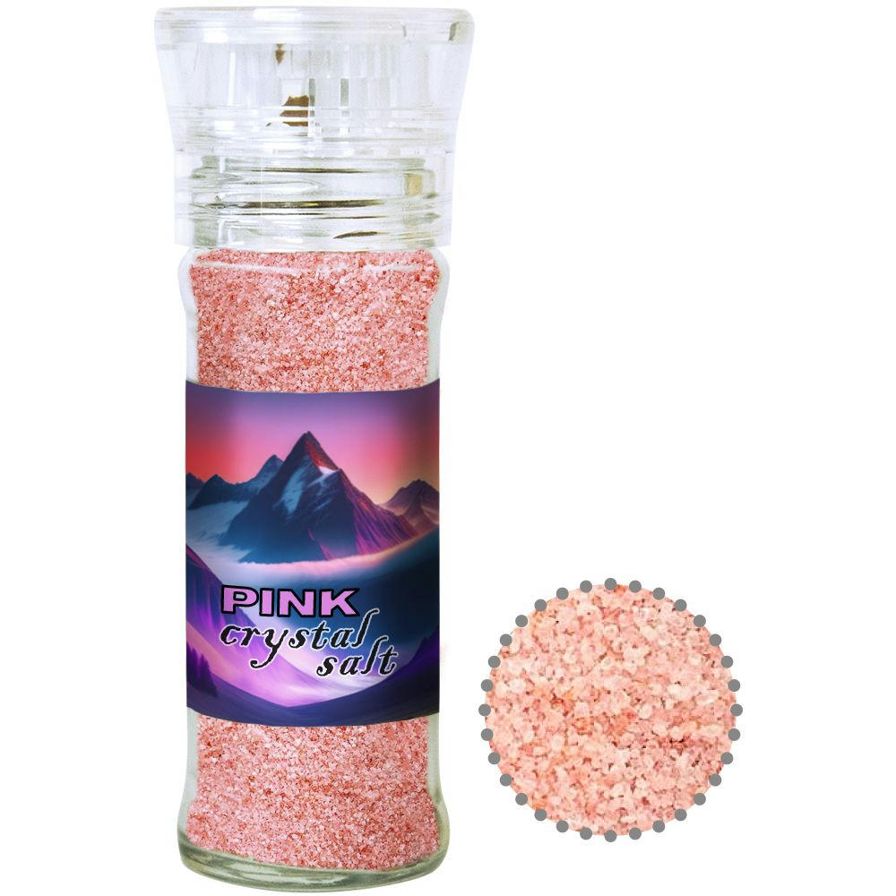 Rosa Kristallsalz, ca. 80g, transparente Gewürzmühle