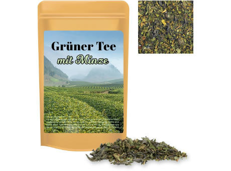 Grüner Tee mit Minze, ca. 12g, Standbeutel Mini