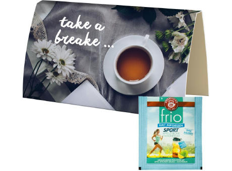 Beuteltee Sport, Apfel-Zitrone + Magnesium (Kalt-Aufguss), ca. 2,5g, Werbekarte A6 gefaltet