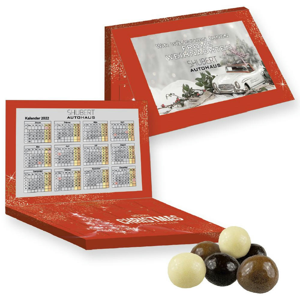 Knusperkugeln-Mix, ca. 50g, Express Adventskalender Mini mit Werbekarte