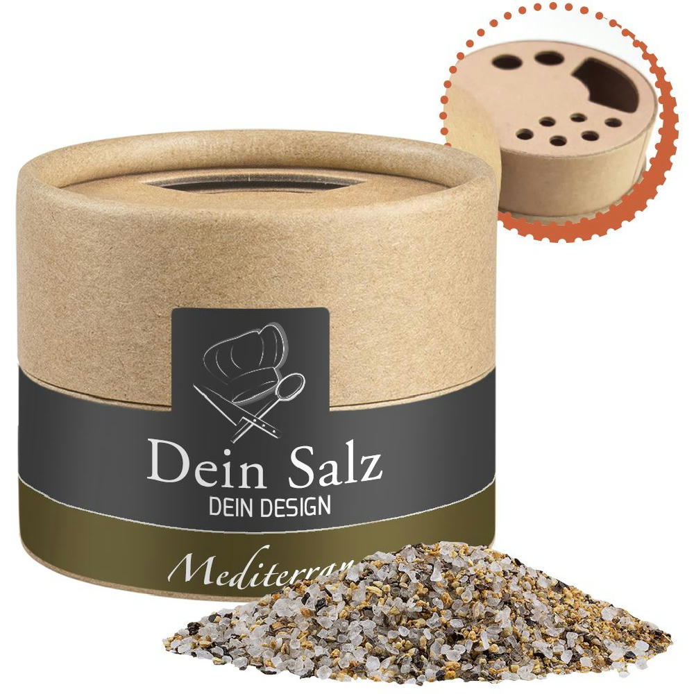 Mediterranes Salz, ca. 50g, Kraftpapierstreuer Mini
