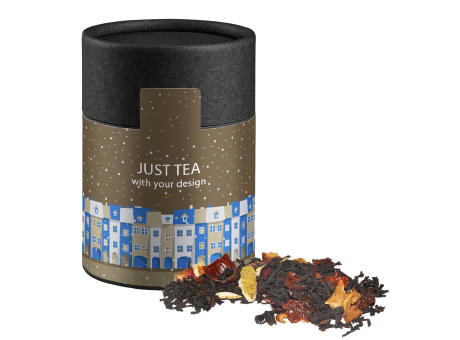 Weihnachts Schwarztee, ca. 45g, Kraftpapierdose Midi schwarz