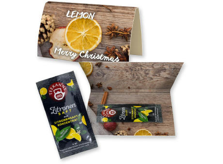 Zitronensaft, ca. 4g, Werbekarte A6 gefaltet