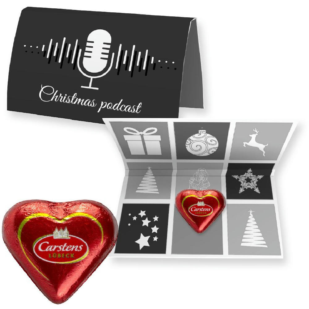 Lübecker Marzipanherzen, ca. 12g, Werbekarte gefaltet